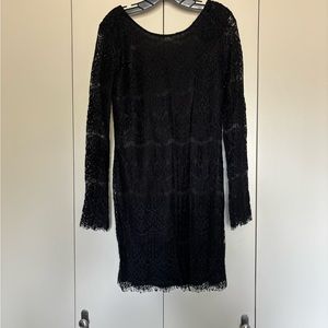 Pinkyotto Black Crochet Long Sleeve Dress - Size M